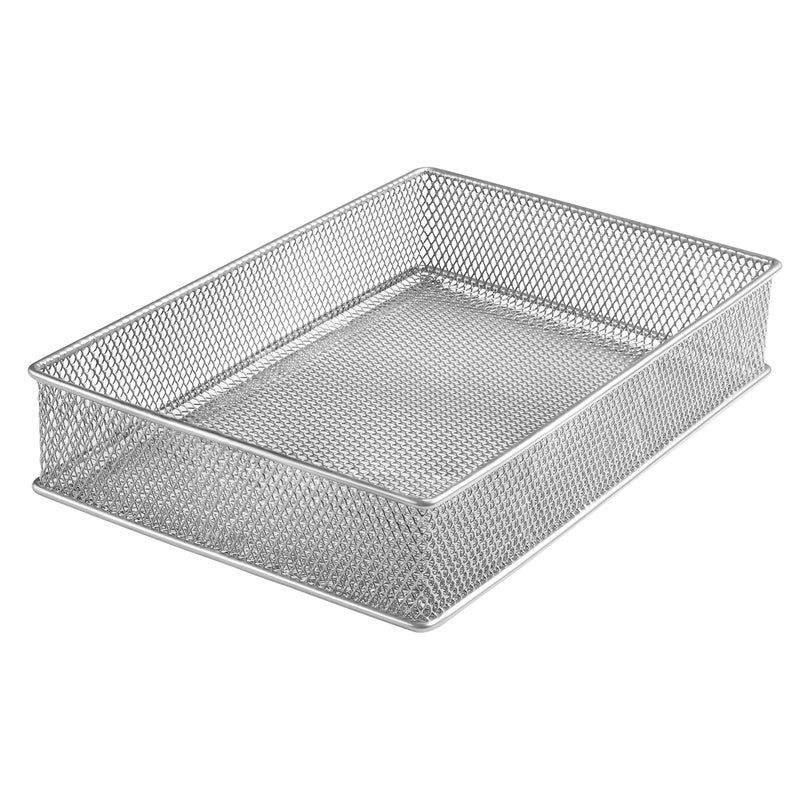 YBM HOME Silver Mesh Drawer Cabinet and or Shelf Organizer Bins, School Supply Holder Office Desktop Organizer Basket 1590s (1, 6x9x2 Inch) - Image 1